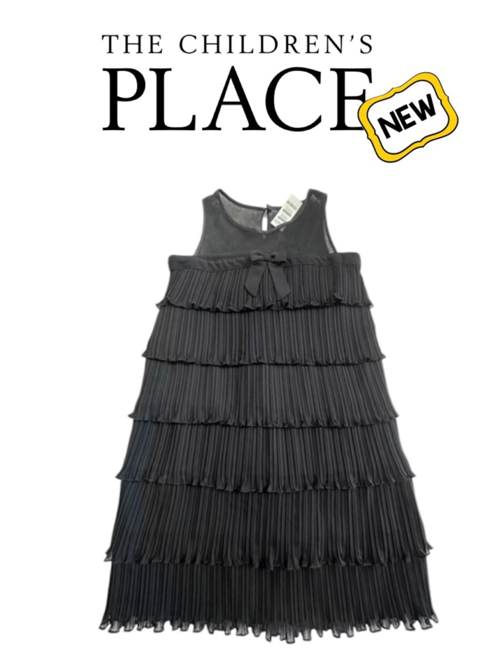 New THE CHILDREN'S PLACE Black Tiered Party Dress Sleeveless Holiday NWT Girl 10